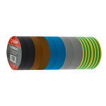 Unicrimp 10 Pack Mixed Phase Colours PVC Tape 19x20mm (2xB,BR,BL,GR,GY)