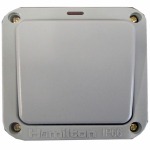 Hamilton - Elemento Grey IP66 1 gang 20AX 2 Way Retractive Switch + Neon Grey/Grey