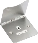 K/Bridge 13A 1G Unswitched Floor Socket - Brushed Chrome with White Insert
