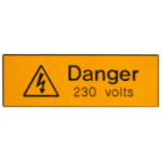 Ind Signs IS1105EN Danger 230V Label Pk5