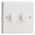 VARILIGHT 2-Gang 2-Way V-Com Push On/Off Rotary LED Dimmer 2 x 0-100W