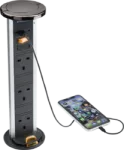 K/Bridge IP54 3G pop-up socket with dual USB charger A+C (FASTCHARGE) - Black nickel Cap