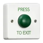 CQR AEB17 Surface Mounted Plastic Green Dome Button - Legend "Press To Exit"