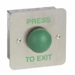 CQR AEB6 Flush Request To Exit Green Dome Button - Legend "Press To Exit" - Stainless Steel