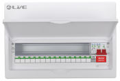 Liveelec Consumer Unit 18 Mod & SPD 20/40kA SPD & DP DPN Busbar (For RNC RCBO's) 15 Useable Ways
