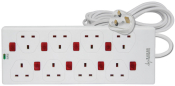 AVSL 13a 8gang Extension socket | Surge | White | 2m cable