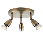 Saxby Amalfi 3xGU10 plate Spotlight 50W antique brass