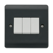 Click Mode 10AX 3 Gang 2W Plate Switch Part M