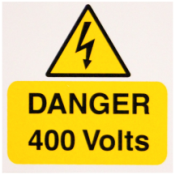 Ind Signs IS2505RP Danger 400V Label Pk5