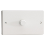 VARILIGHT 1-Gang 2-Way V-Com Push On/Off Rotary LED Dimmer 1 x 40-600W (Twin Plate)