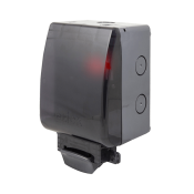 Click Aquip66 1 Gang 13A DP IP66 Switched Socket Unit With Neon (Semi-Transparent Lid)