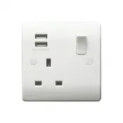 Thrion 1G 13A Switched Socket 2 USB A 2.1A White