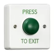 CQR AEB17 Surface Mounted Plastic Green Dome Button - Legend inchPress To Exitinch