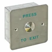 CQR AEB2 Flush Exit Button With 19mm Button NO/NC - Legend inchPress To Exitinch - Stainless Steel