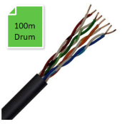 Cat6, 4pr Duct Grade UTP Black PE HDBaseT Certified CPR:Fca (100m)