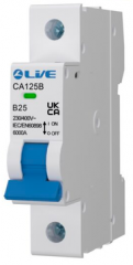 Liveelec 25A 6kA MCB SP B Curve