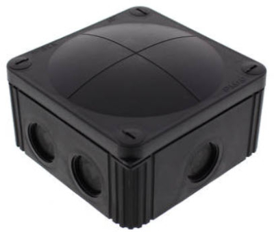 Wiska COMBI 607/5 IP67 Black Junction box c/w 2 KRM25/20 110x110x66mm