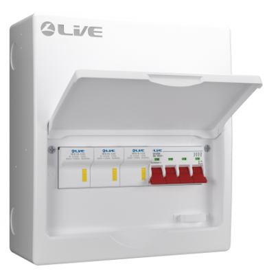 Liveelec Three phase Metal Fused Switch c/w 4P 125A Main Switch and 3x125A Fuse Holders (w/o fuses)