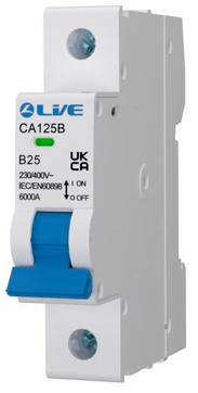 Liveelec MCB SP B Curve 25A 6kA