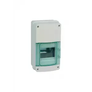 Lewden IP65 4mod plastic CU. Transparent door