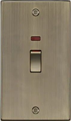 K/Bridge 45A DP switch with neon (2G size) - Antique Brass