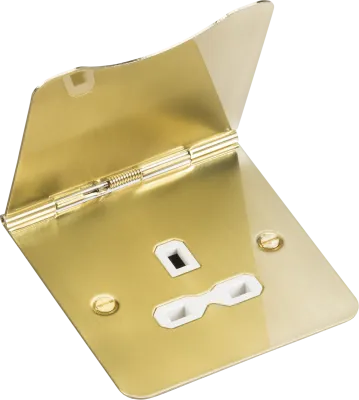 K/Bridge 13A 1G Unswitched Floor Socket - Brushed Brass with White Insert