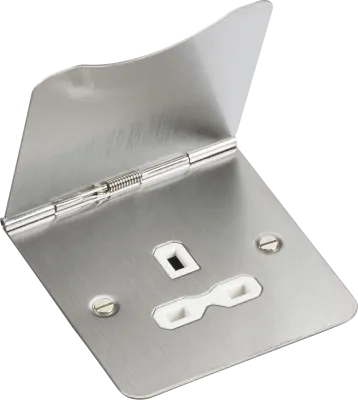 K/Bridge 13A 1G Unswitched Floor Socket - Brushed Chrome with White Insert