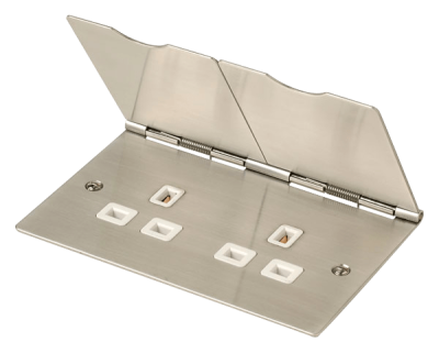 Click 13A 2 Gang Floor Socket Outlet Stainless Steel