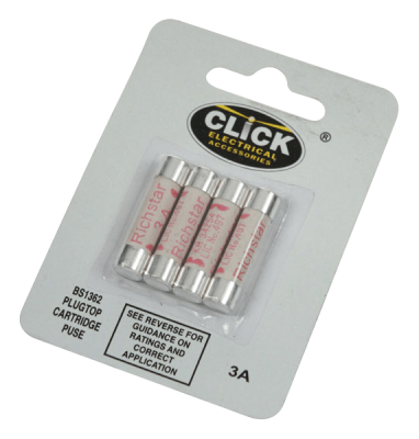 Click Card of 4 X 3A Fuses