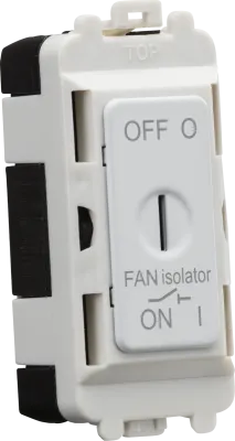 K/Bridge 10A Fan Isolator Key Switch Module - Matt white