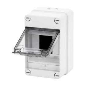 Gewiss ENCLOSURE - WALLS WITH PERFORATION CENTRES - PRE-ARRANGED FOR TERMINAL BLOCK - 4 MODULE IP55 170x105x98mm