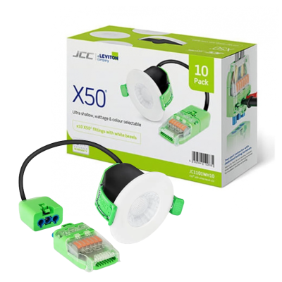 JCC 10 pack of X50 fire-rated downlight including white bezel