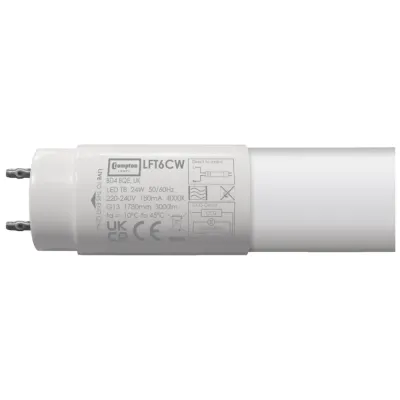 Crompton LED T8 Glass Tube Non-Dimmable 6FT 24W 4000K G13