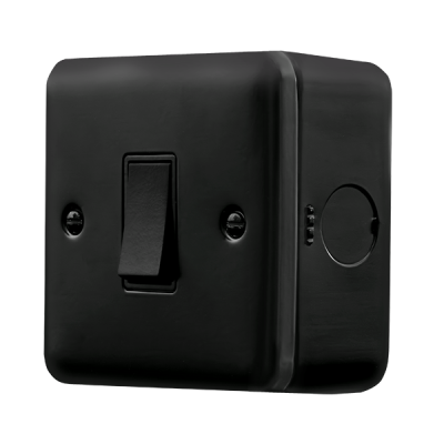 Click MetalClad Pro 10AX 1 Gang 2 Way Plate Switch Black