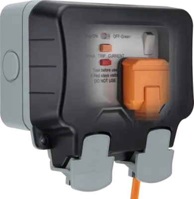 BG Nexus Storm 13a 2gang Switched Socket with Latching Type A RCD IP66