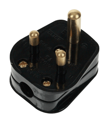 Click 5A Round Pin Plug Black