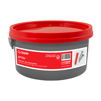 Unicrimp Red Wall Plugs & Countersunk Screws Tub (400 x Red Plugs & 400 x 8x1.5Inch Screws)