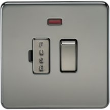 K/Bridge 13A Switched Fused Spur Unit with Neon - Black Nickel