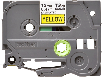 Brother Labelling Tape Cassette – Black on Yellow, 12mm wide
