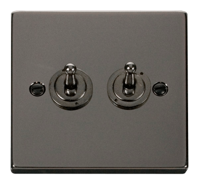 Click Deco Toggle Switch 2G 2W 10A Black Nickel