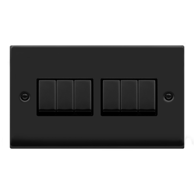 Click Deco Plate switch 6G 2W 10A Matt Black