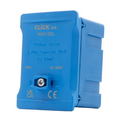 Click 100A 1 Pole 5 x 35mm² Connectable Link Box Blue