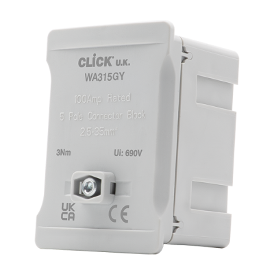 Click 100A 1 Pole 5 x 35mm² Connectable Link Box Grey