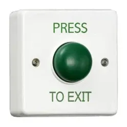 CQR AEB17 Surface Mounted Plastic Green Dome Button - Legend InchPress To ExitInch