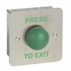 CQR AEB6 Flush Request To Exit Green Dome Button - Legend InchPress To ExitInch - Stainless Steel
