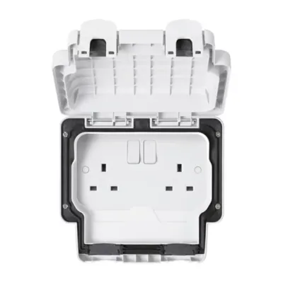 MK Masterseal 13A 2 Gang Switched socket Outlet White